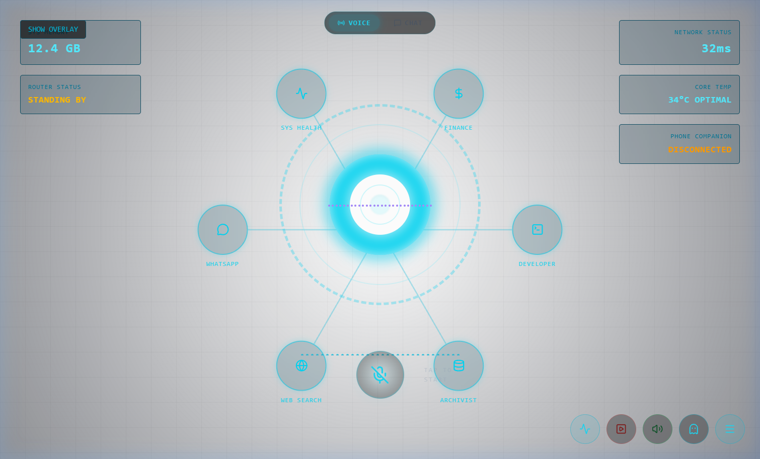 Audio Visualizer and Idle State with Radial Arc-Reactor HUD